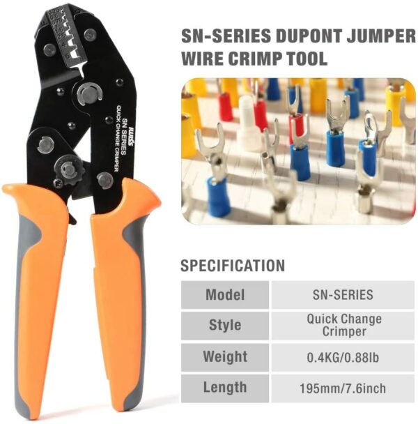 IWISS SN Series Quick Changing Wire Crimper Tool Set Connectors Crimping Plier Kit with 5 Changing Dies(2546B/48B/02C/06WF/6) 4