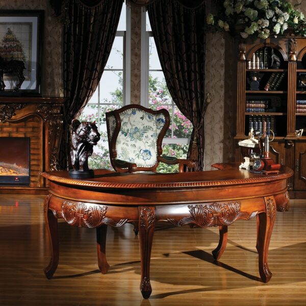 Study room luxury antique furniture set table chair set Кабинет Роскошная антикварная мебель набор стол стул GH44